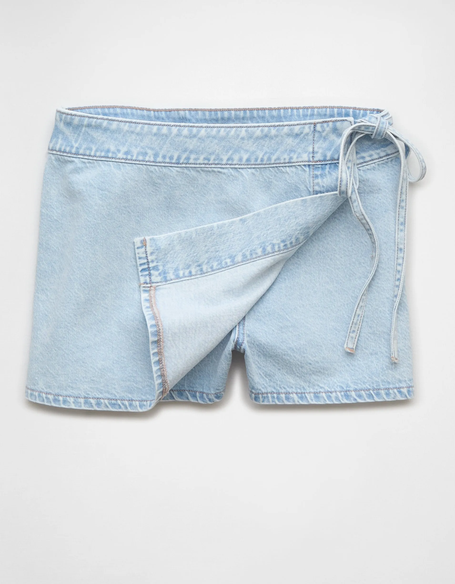AE High-Waisted Asymmetrical Wrap Denim Skort
