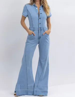 Amarillo Wide Leg Jumpsuit In Lightwash