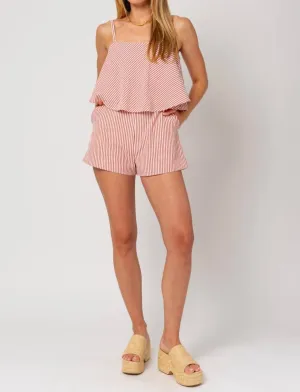 Anthem Striped Romper In Cream/red