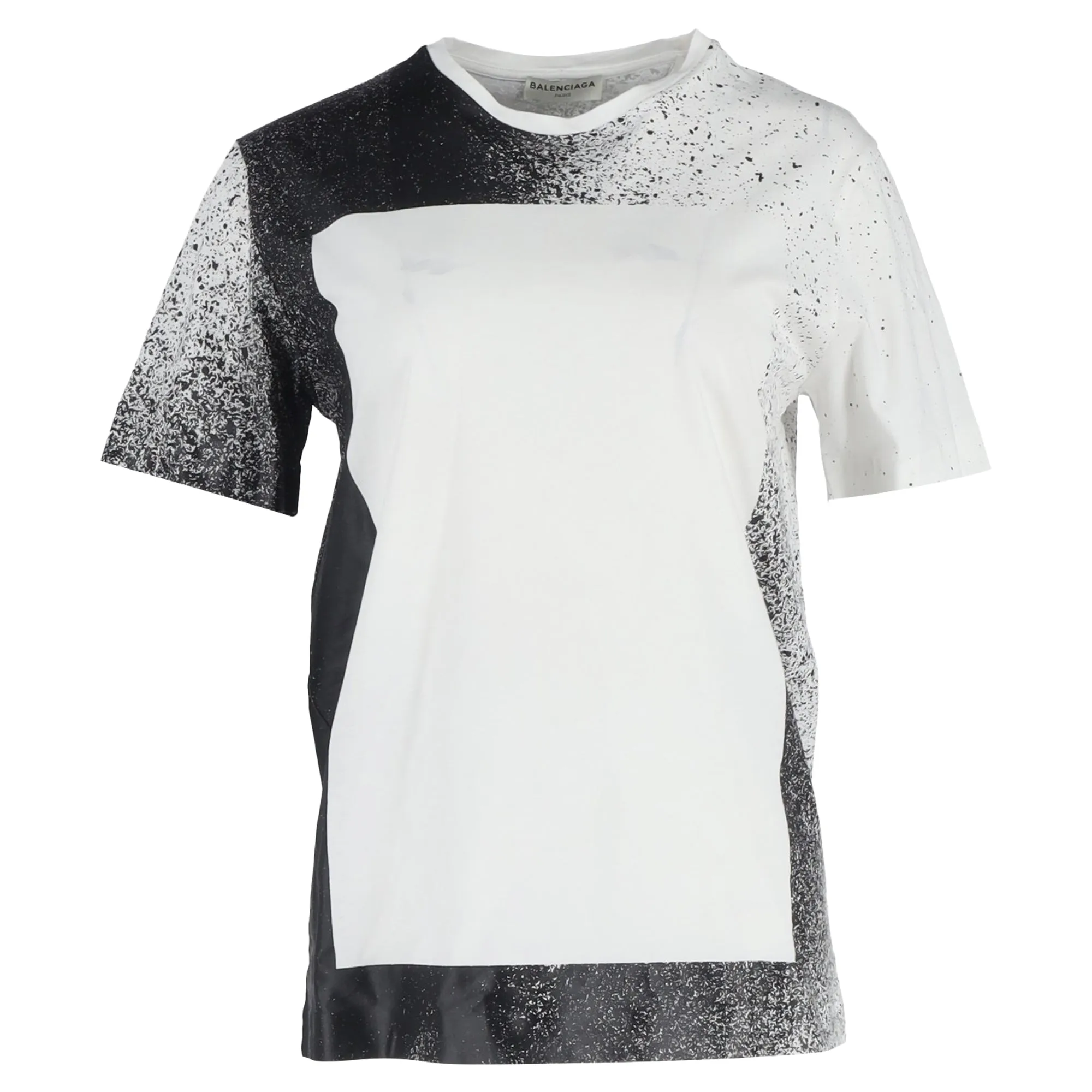 Balenciaga Splash-Effect Crewneck T-Shirt in Black and White Cotton