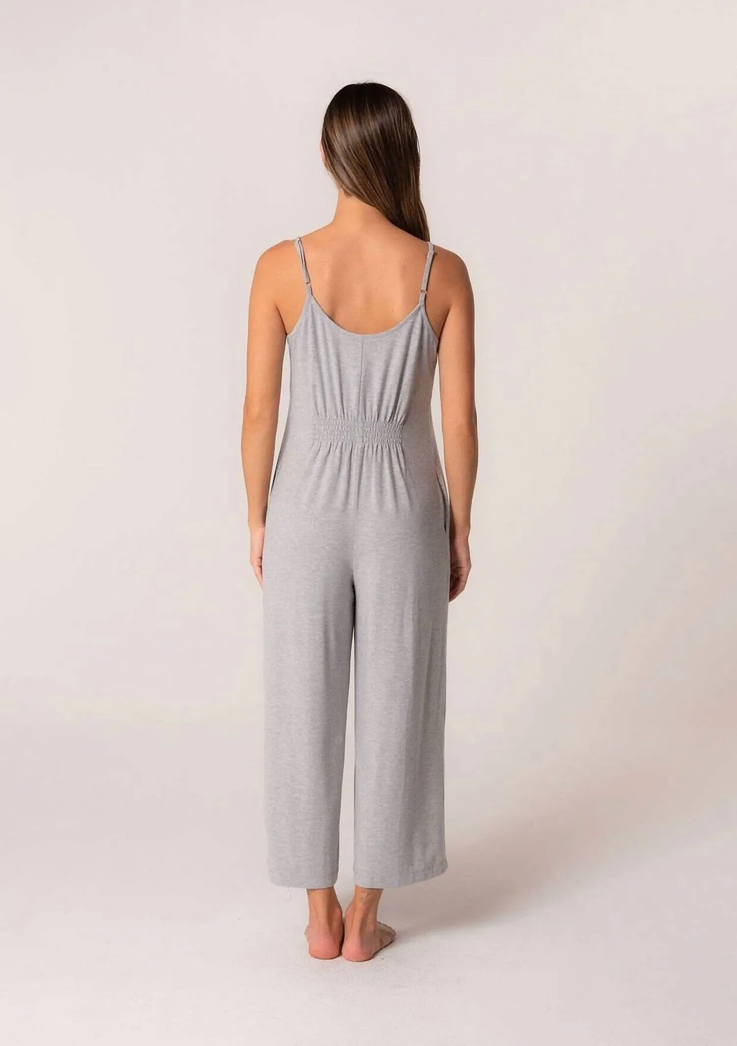 Benton Cropped Jumpsuit In Heather Grey
