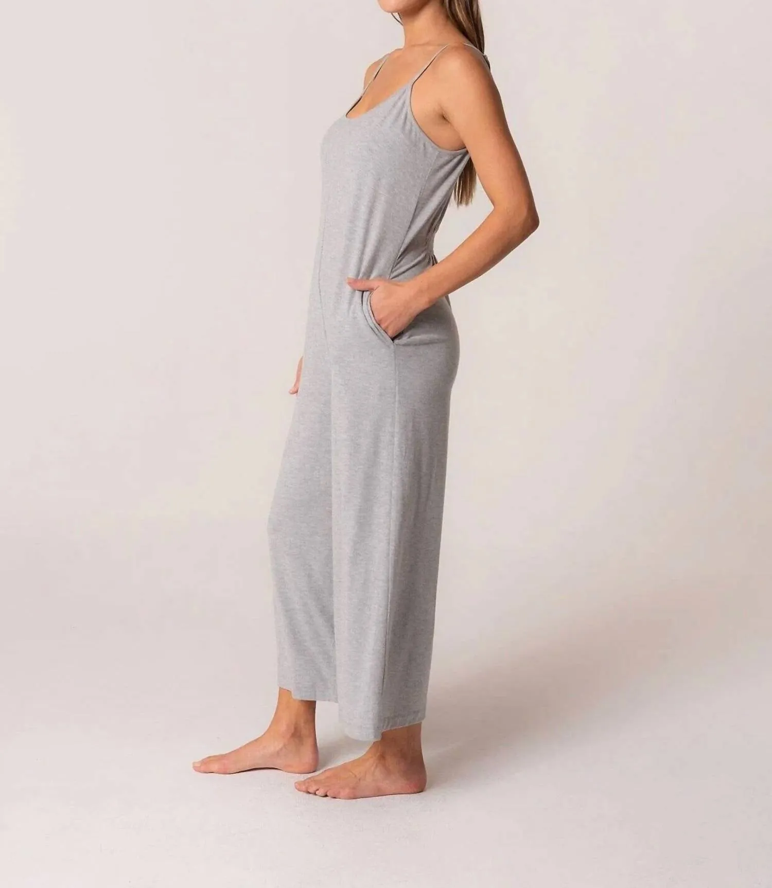 Benton Cropped Jumpsuit In Heather Grey