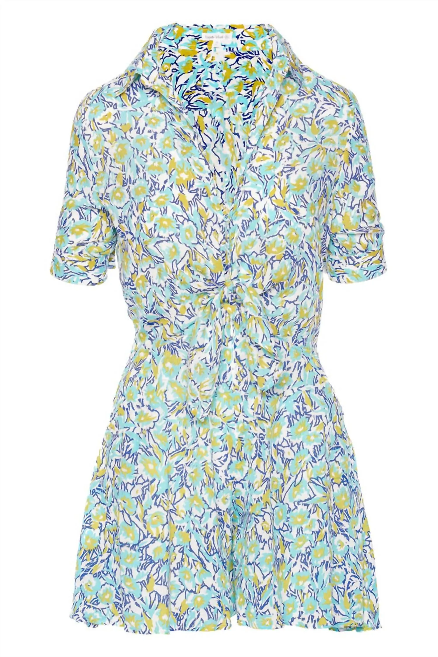 Bettina Mini Romper In Turquoise Graffiti