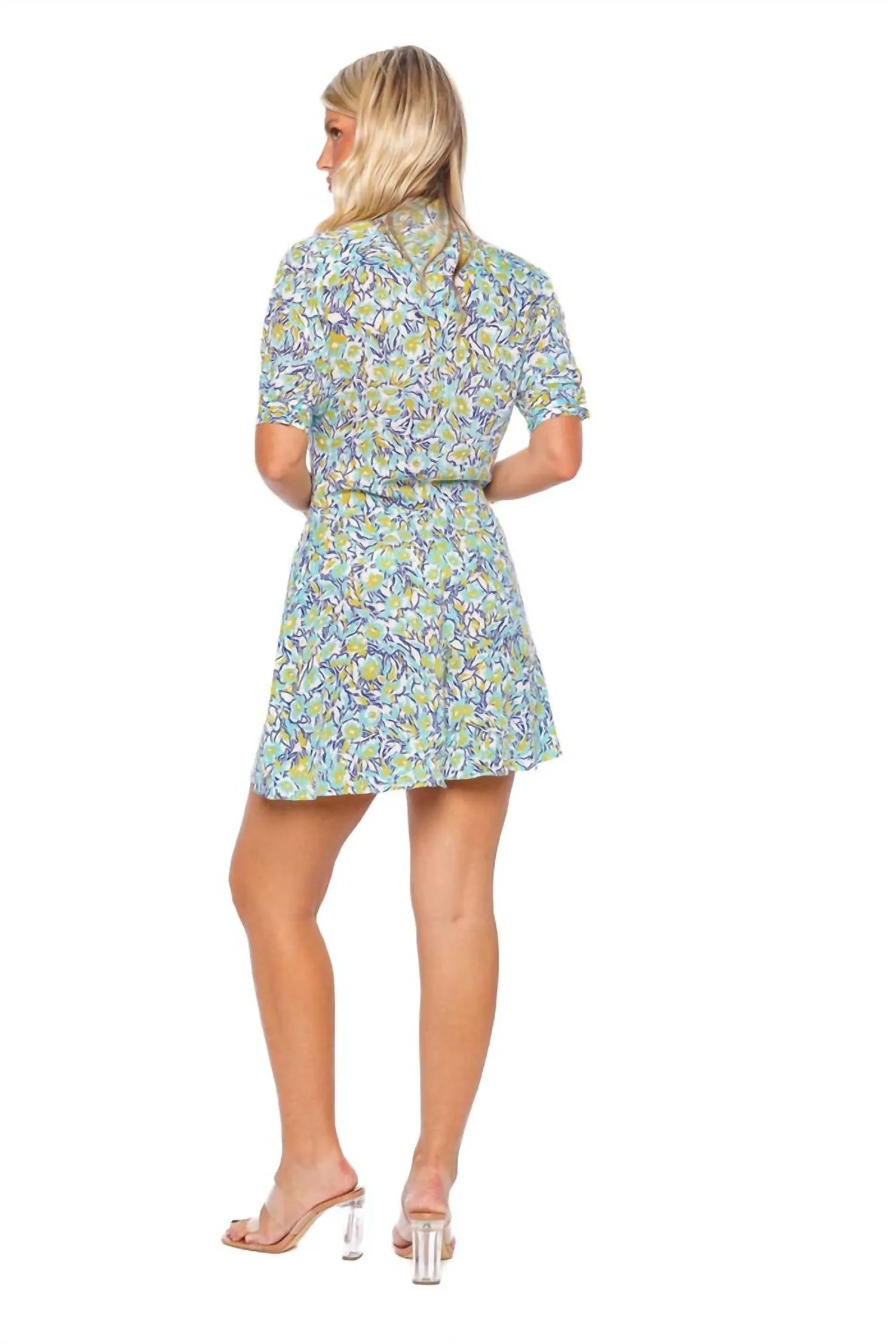 Bettina Mini Romper In Turquoise Graffiti