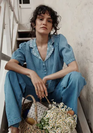Blouse Denim Crop Ida-bolero Denim-Light