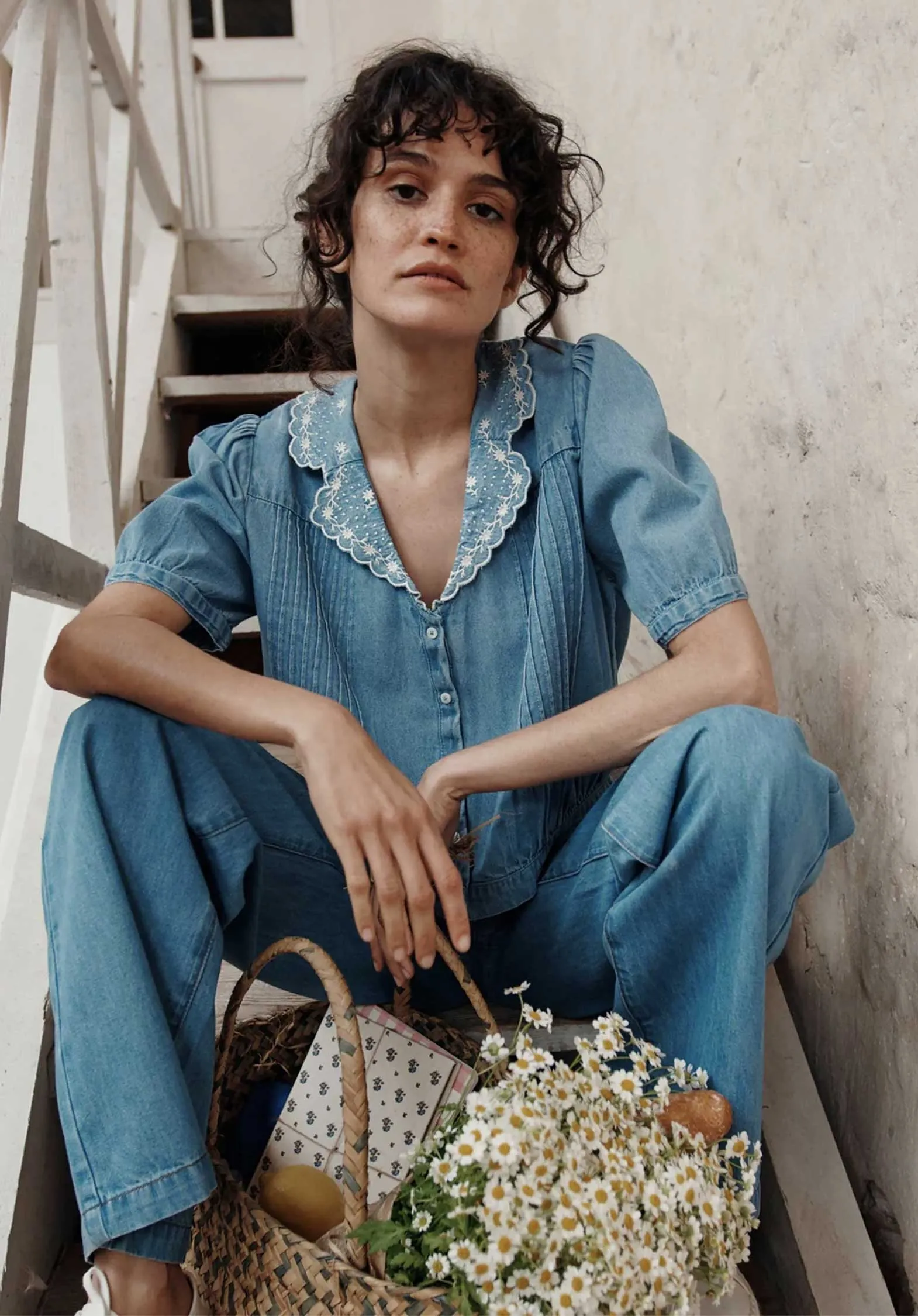 Blouse Denim Crop Ida-bolero Denim-Light