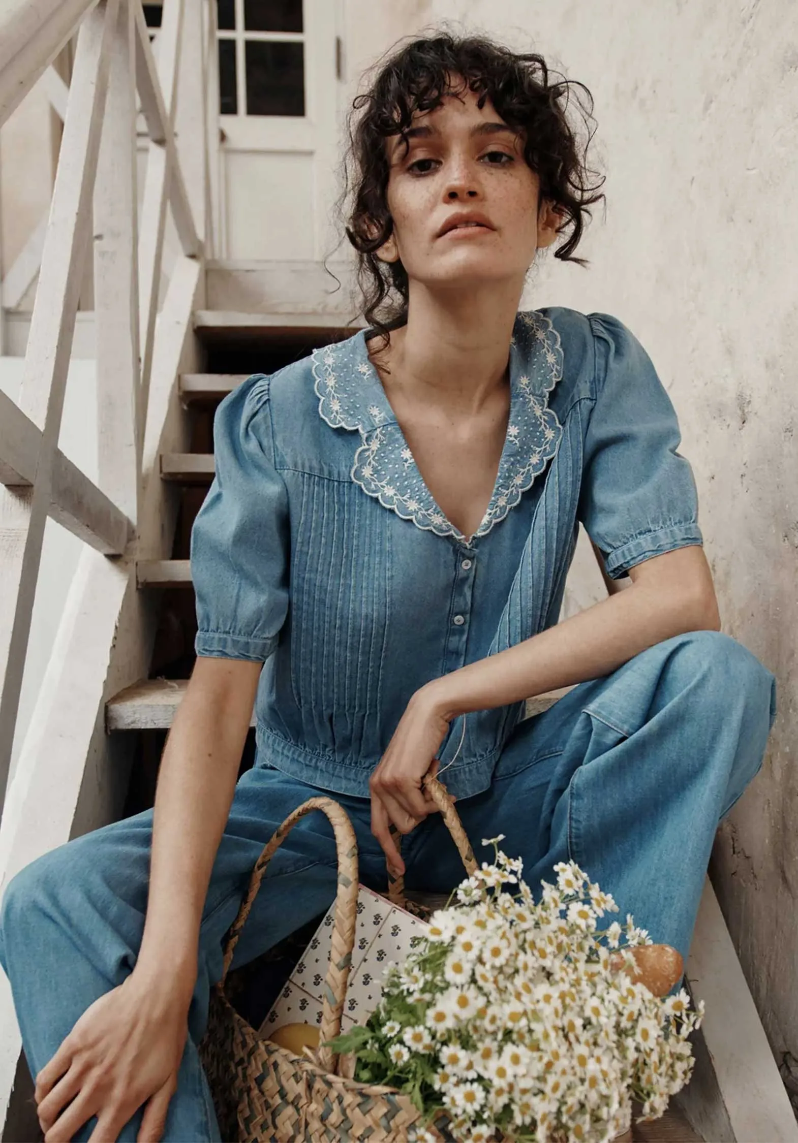Blouse Denim Crop Ida-bolero Denim-Light