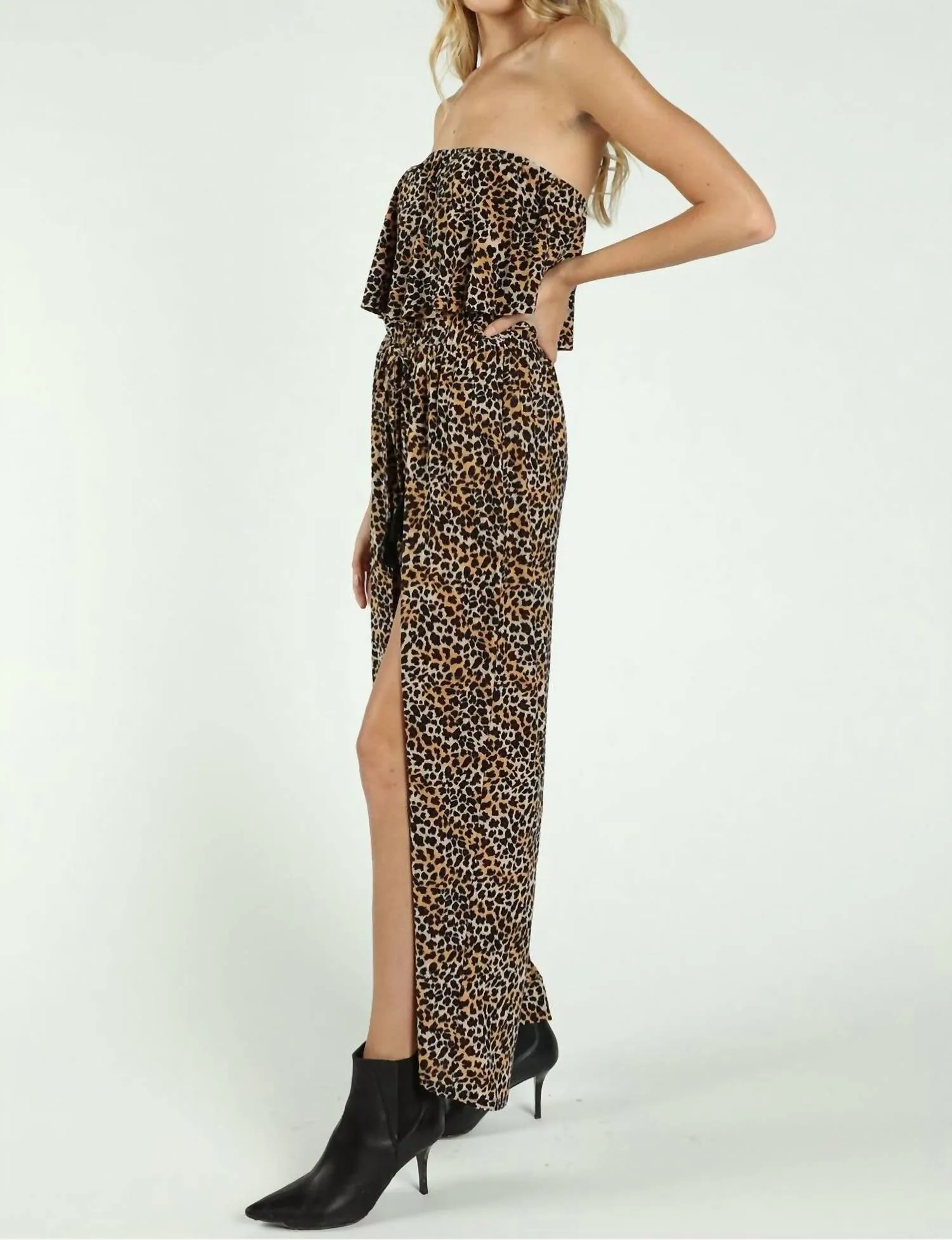 Born To Be Wild Leopard Jumpsuit In Brown Multi