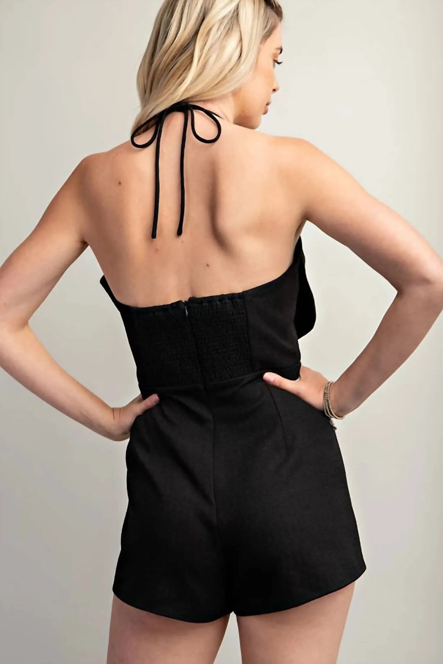 Bow Romper In Black