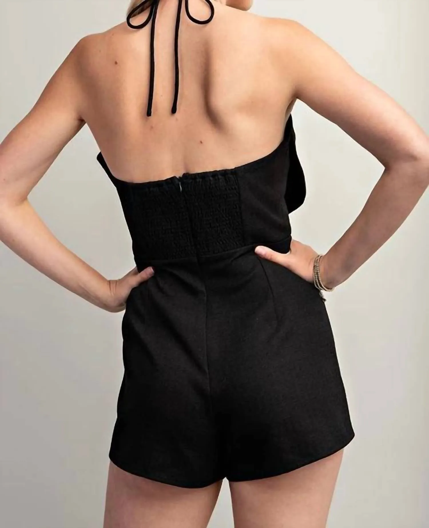 Bow Romper In Black