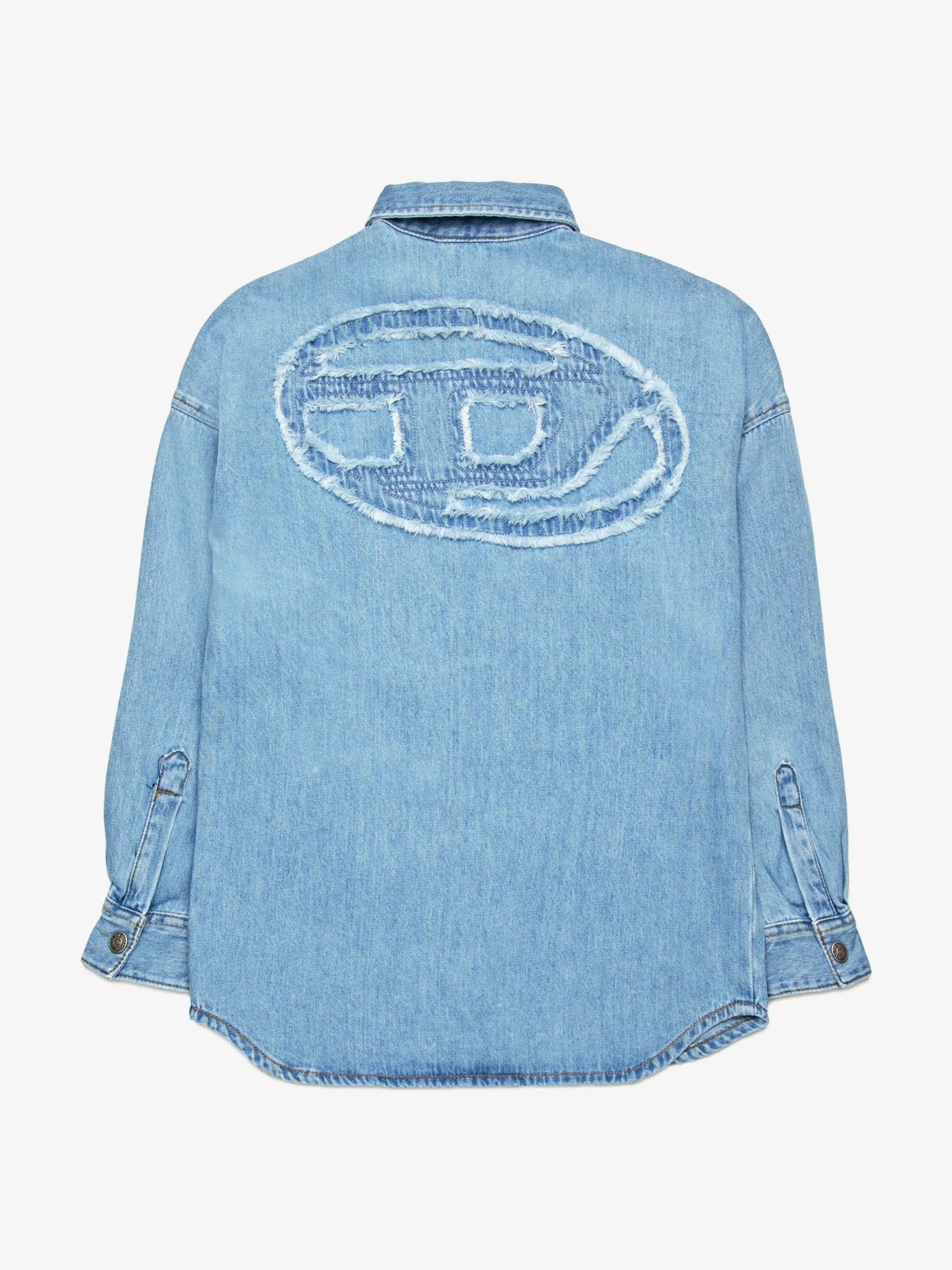 Boys Oval D Back Logo Denim Shirt in Blue