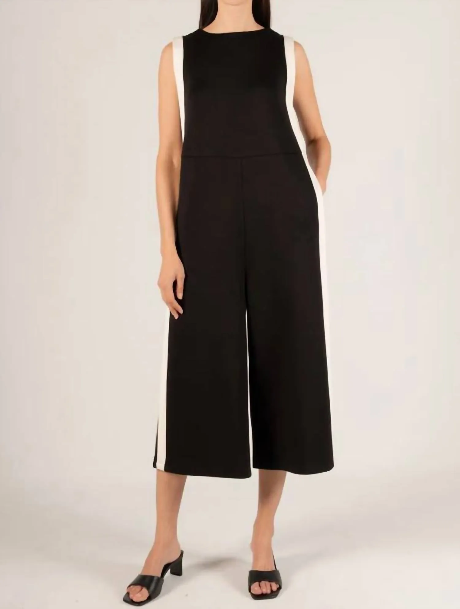 Butter Modal Border Contrast Jumpsuit In Black