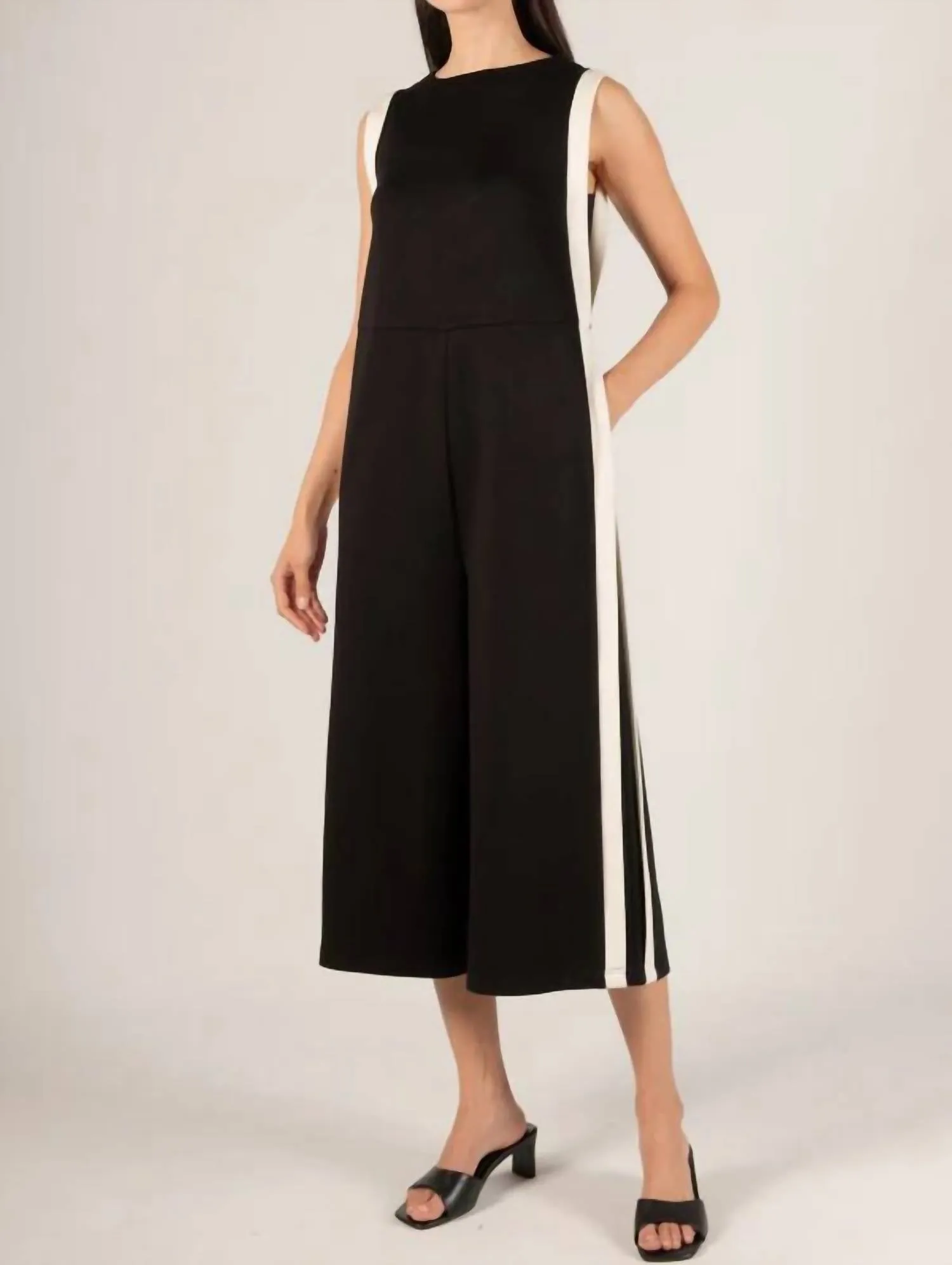 Butter Modal Border Contrast Jumpsuit In Black