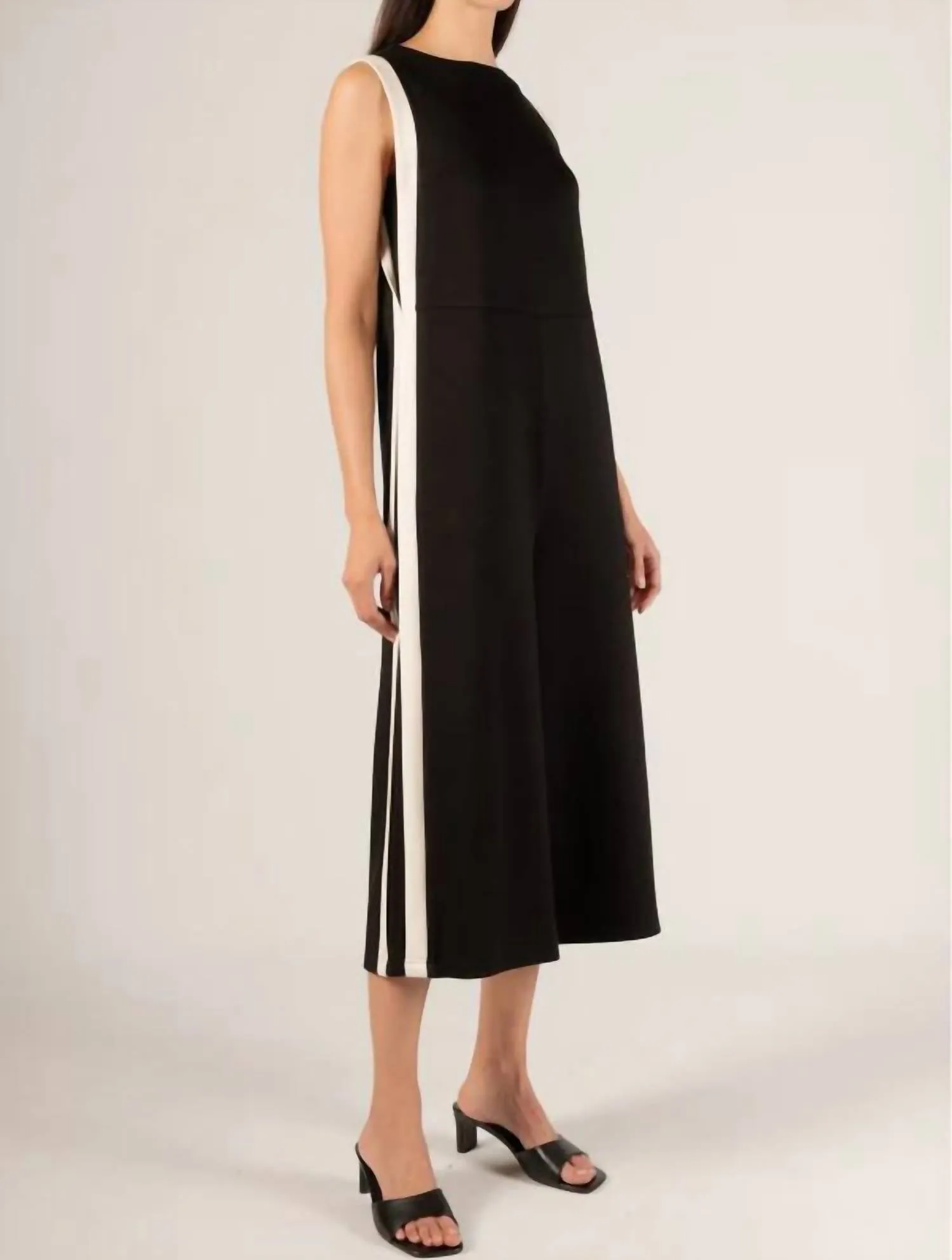 Butter Modal Border Contrast Jumpsuit In Black