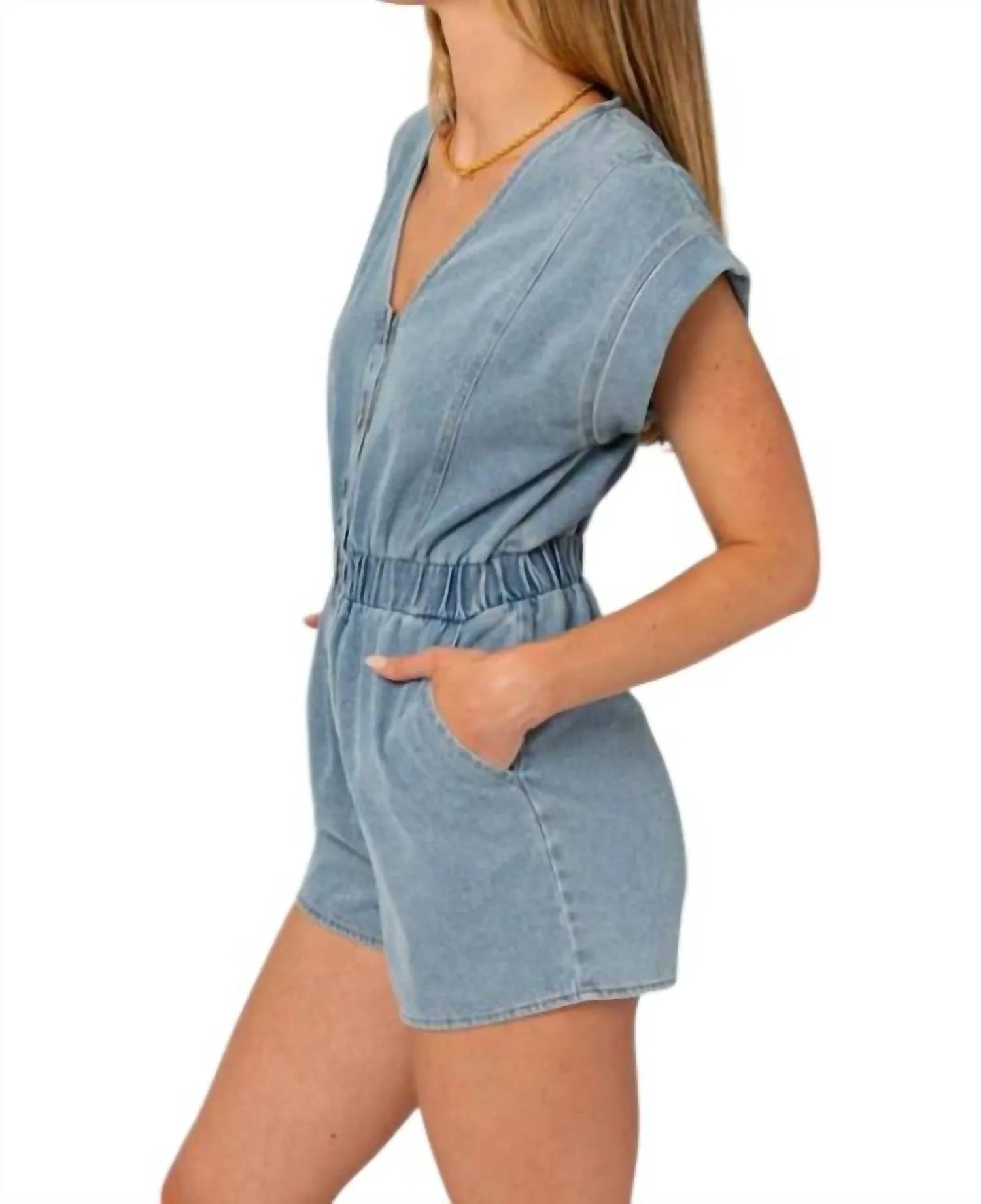 Button Down Denim Romper