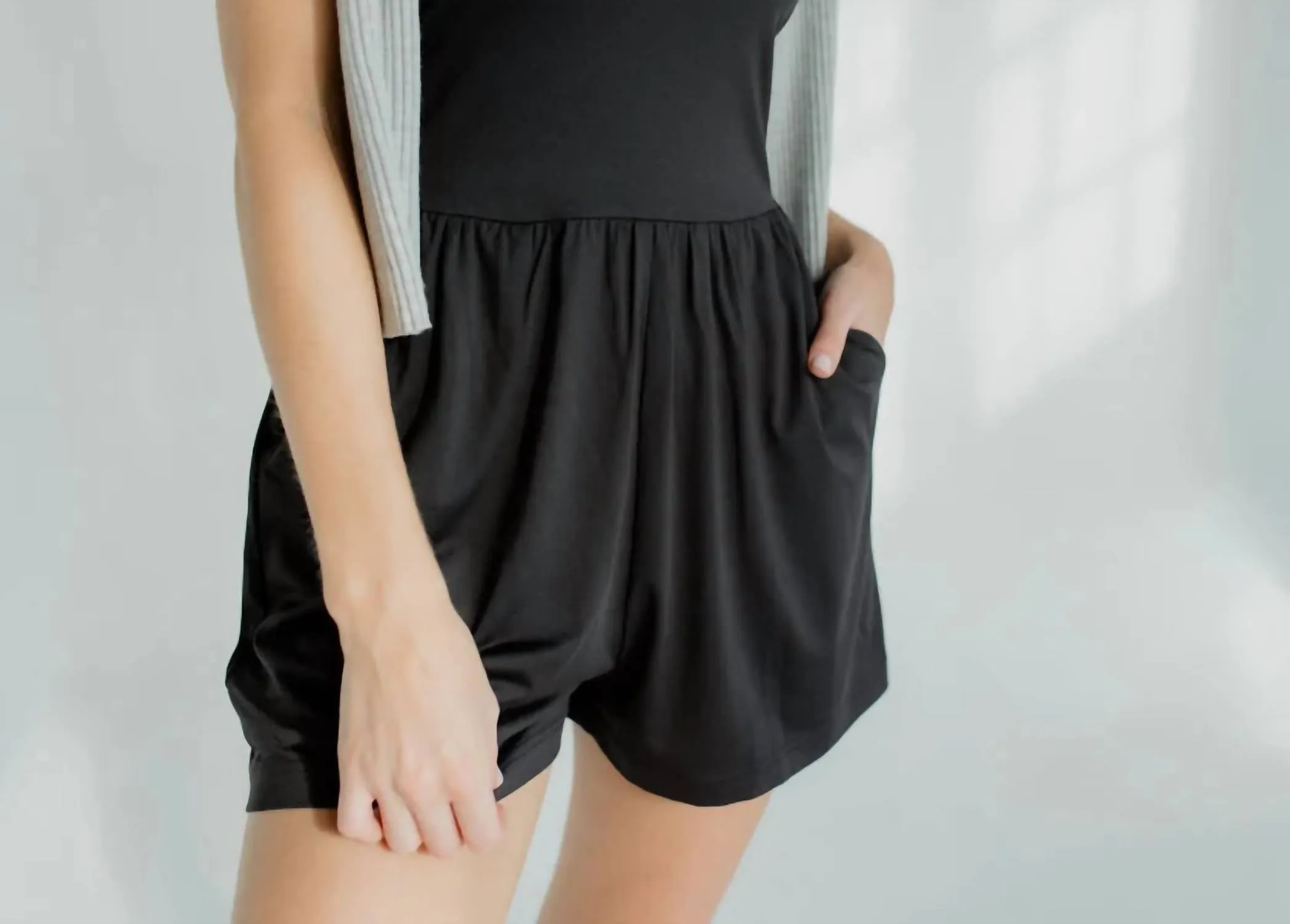 Camila Tank Romper In Black