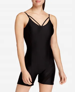 Camisole Mesh One Piece Biketard In Rich Black