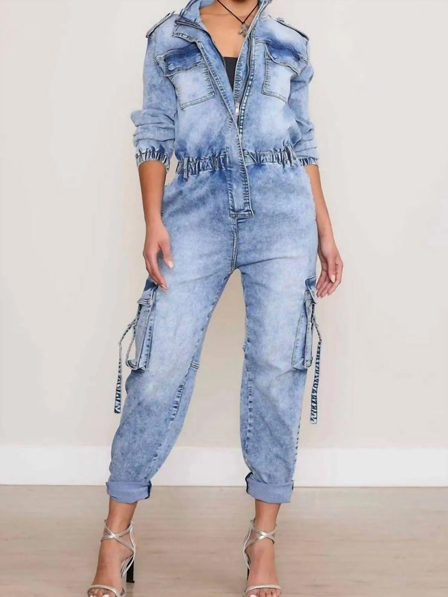 Cargo Jumpsuit In Denim