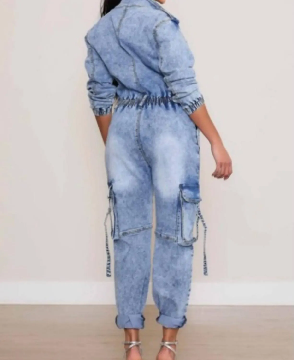 Cargo Jumpsuit In Denim
