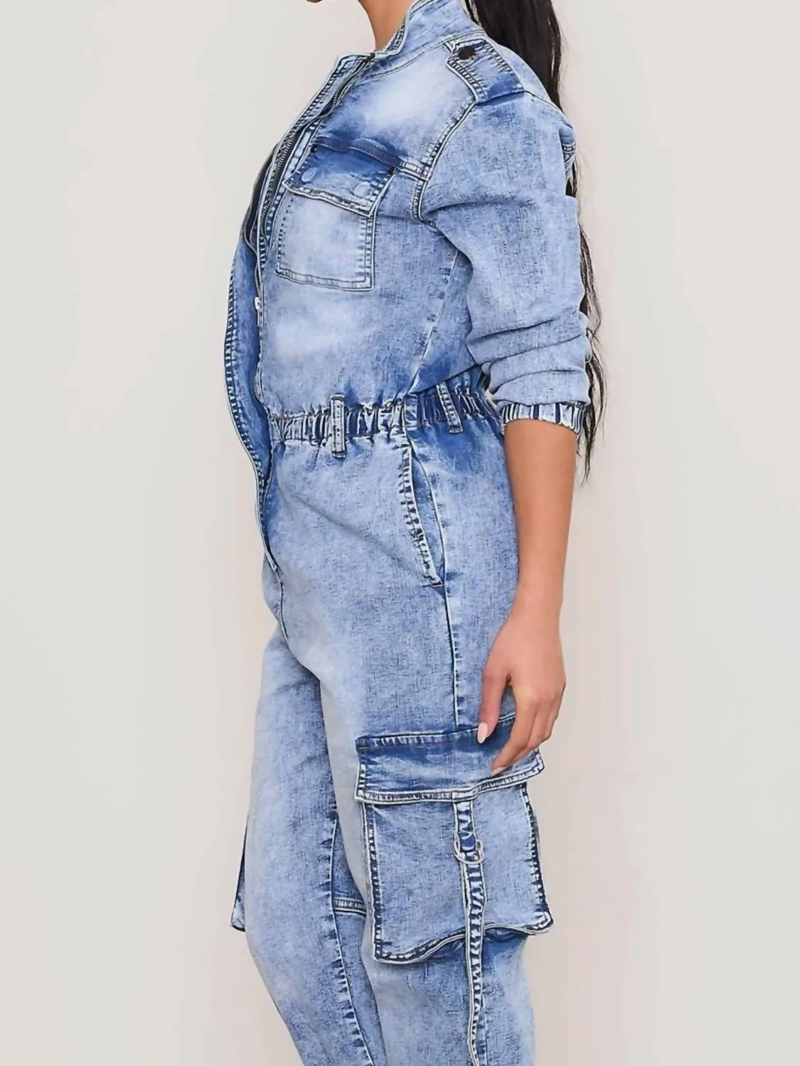 Cargo Jumpsuit In Denim