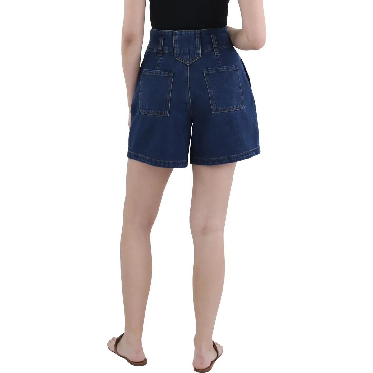 Carine Womens Pleated Denim Denim Shorts