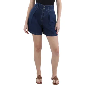 Carine Womens Pleated Denim Denim Shorts