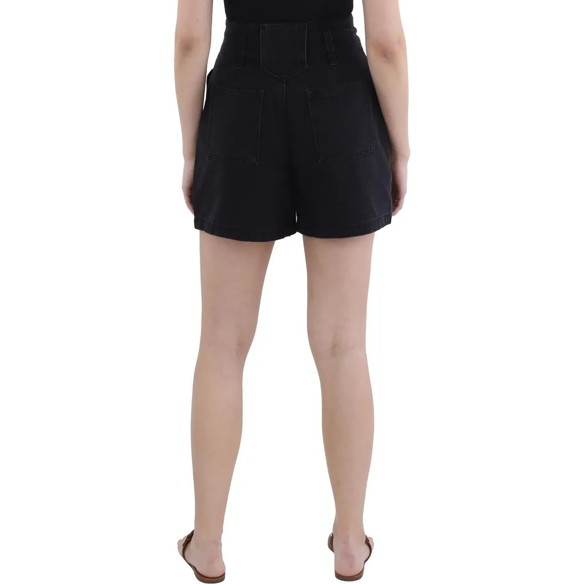 Carine Womens Pleated Denim Denim Shorts