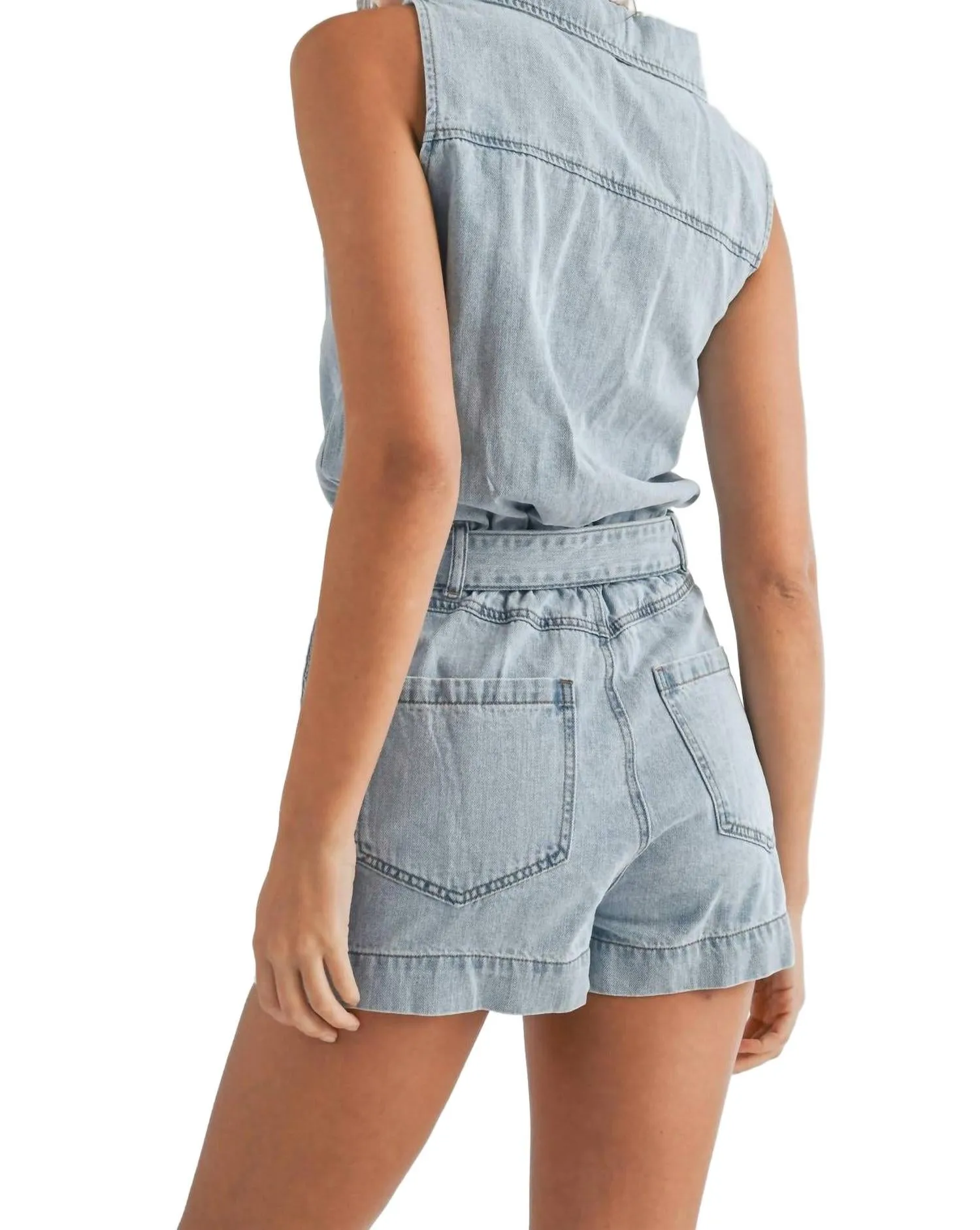 Casual Daze Romper In Light Denim