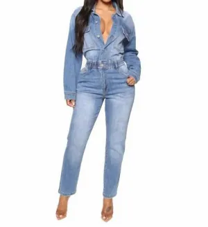 Casually Country Jumpsuit In Medium Wash