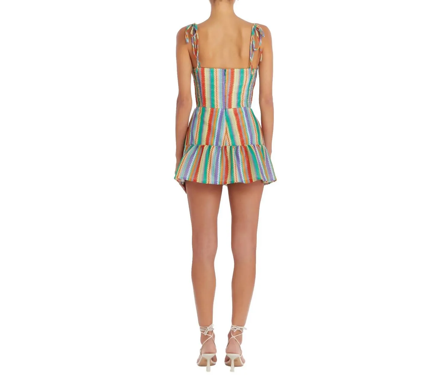 Champagne Skort Romper In Rainbow