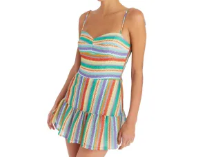 Champagne Skort Romper In Rainbow