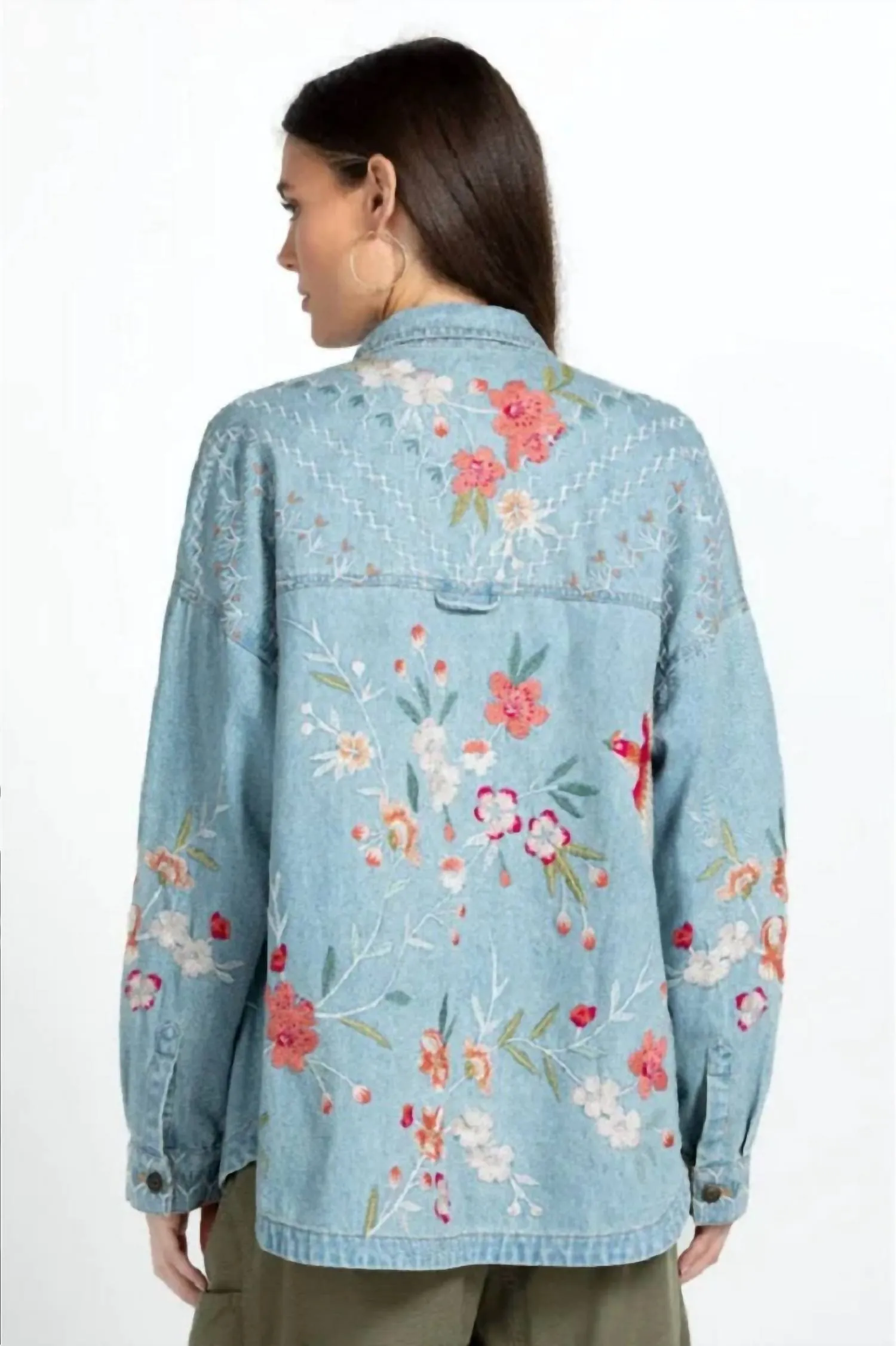 Cherri Denim Pocket Overshirt In Denim Blue