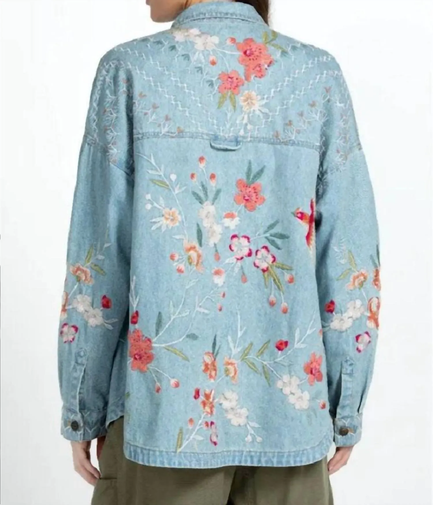 Cherri Denim Pocket Overshirt In Denim Blue
