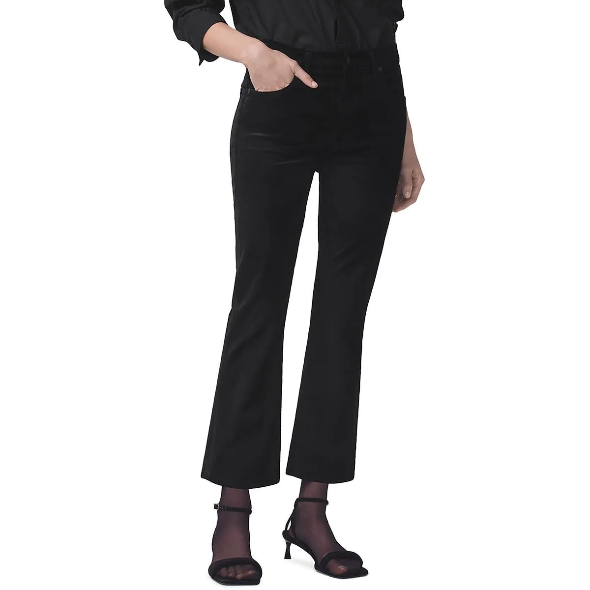 Citizens of Humanity Womens Cropped Velvet Bootcut Jeans