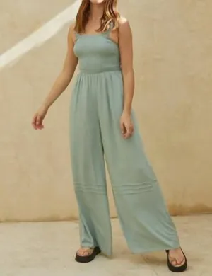 Coast Highway Jumpsuit In Dusty Sage