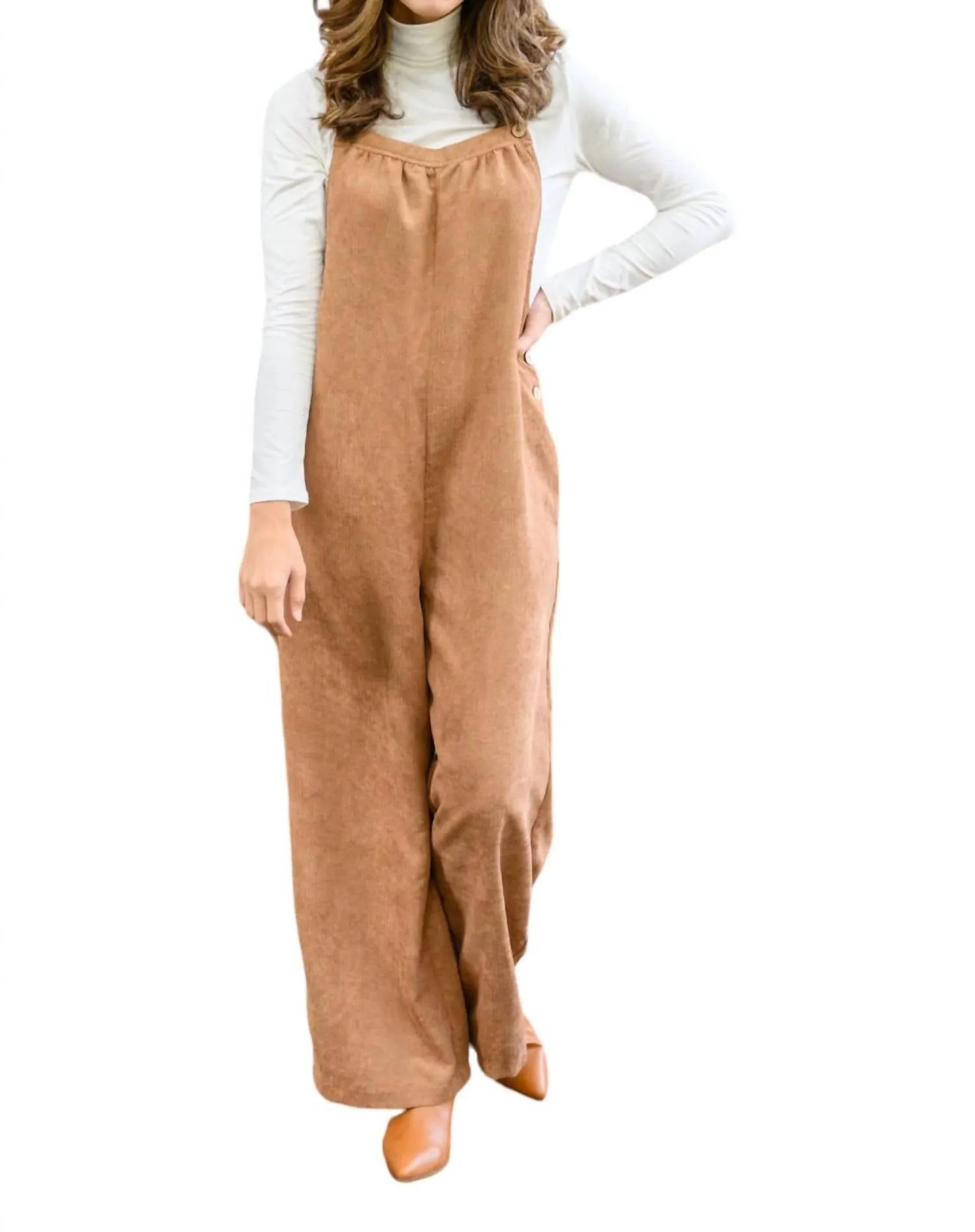 Corduroy Jumpsuit In Camel