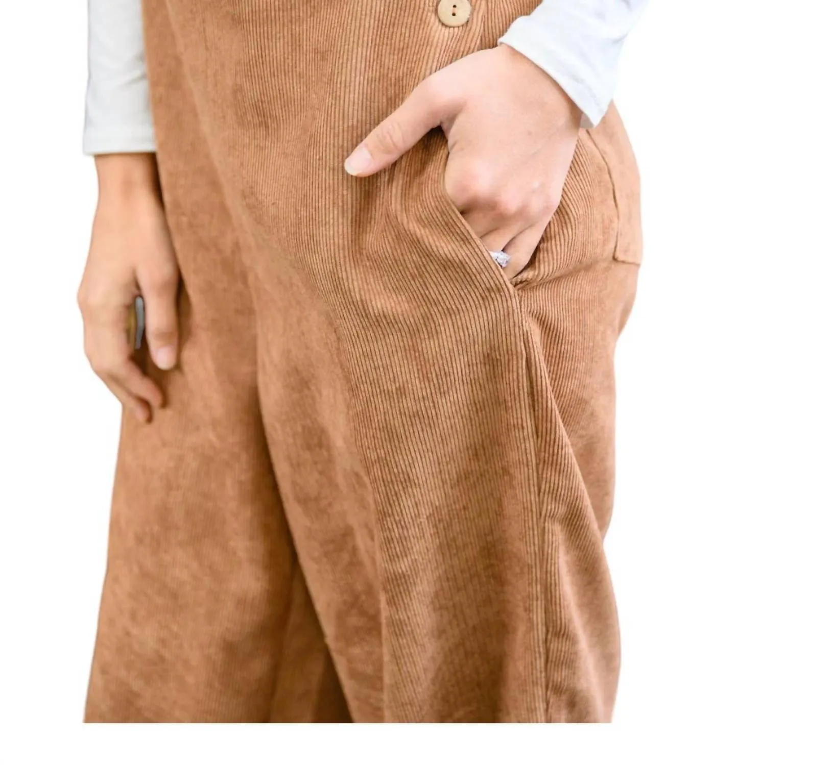 Corduroy Jumpsuit In Camel