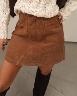 Corduroy Mini Skirt In Camel
