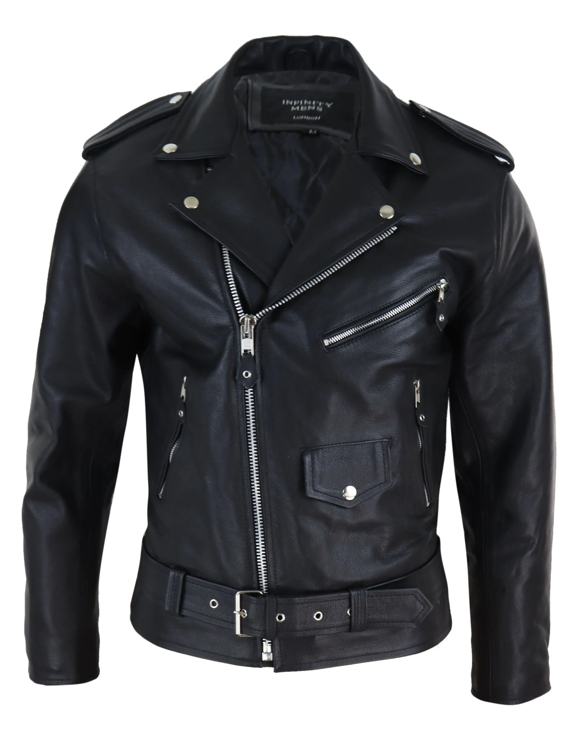 Cowhide Motorcycle Cross Zip Biker Jacket