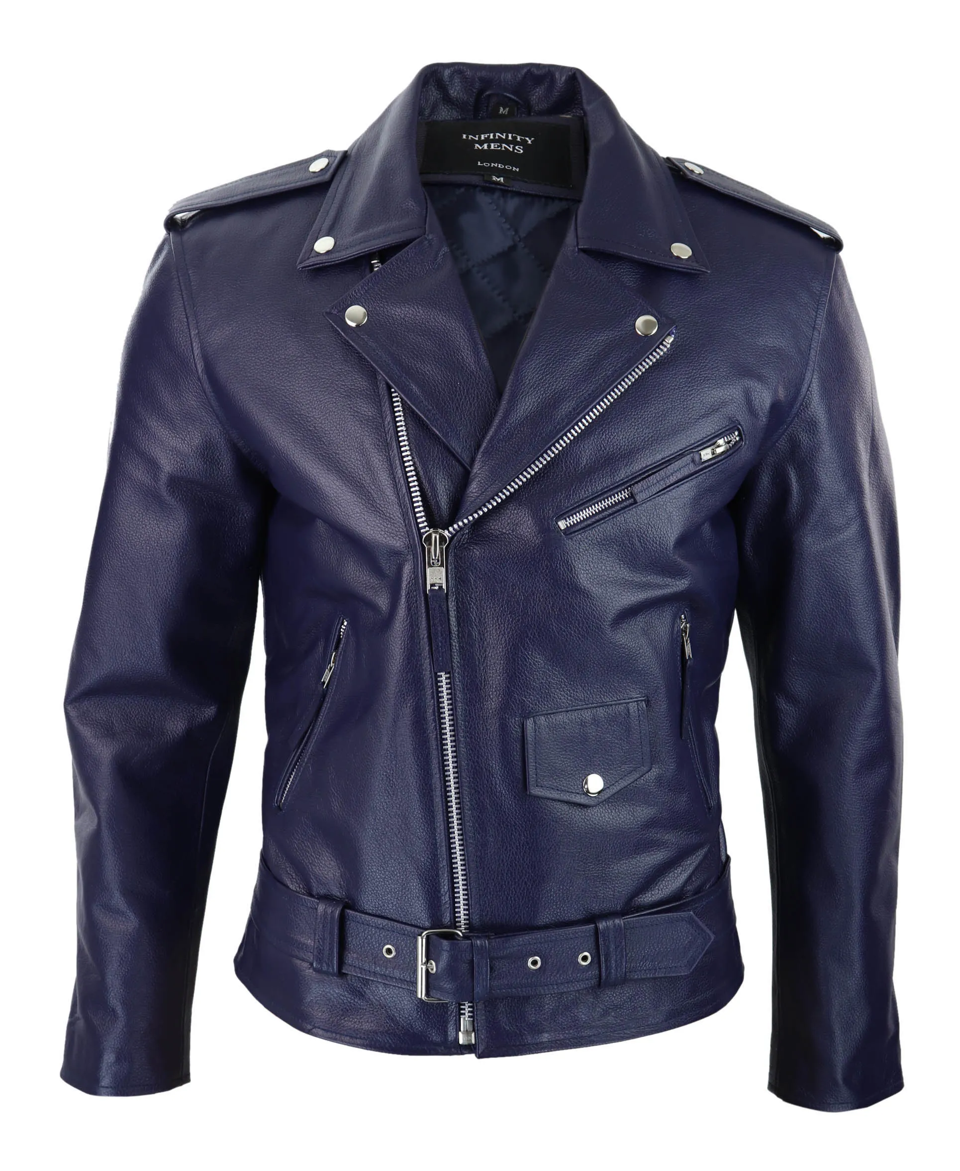 Cowhide Motorcycle Cross Zip Biker Jacket