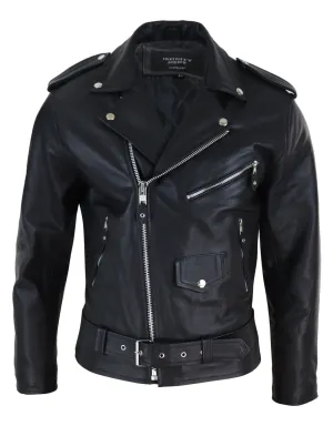 Cowhide Motorcycle Cross Zip Biker Jacket