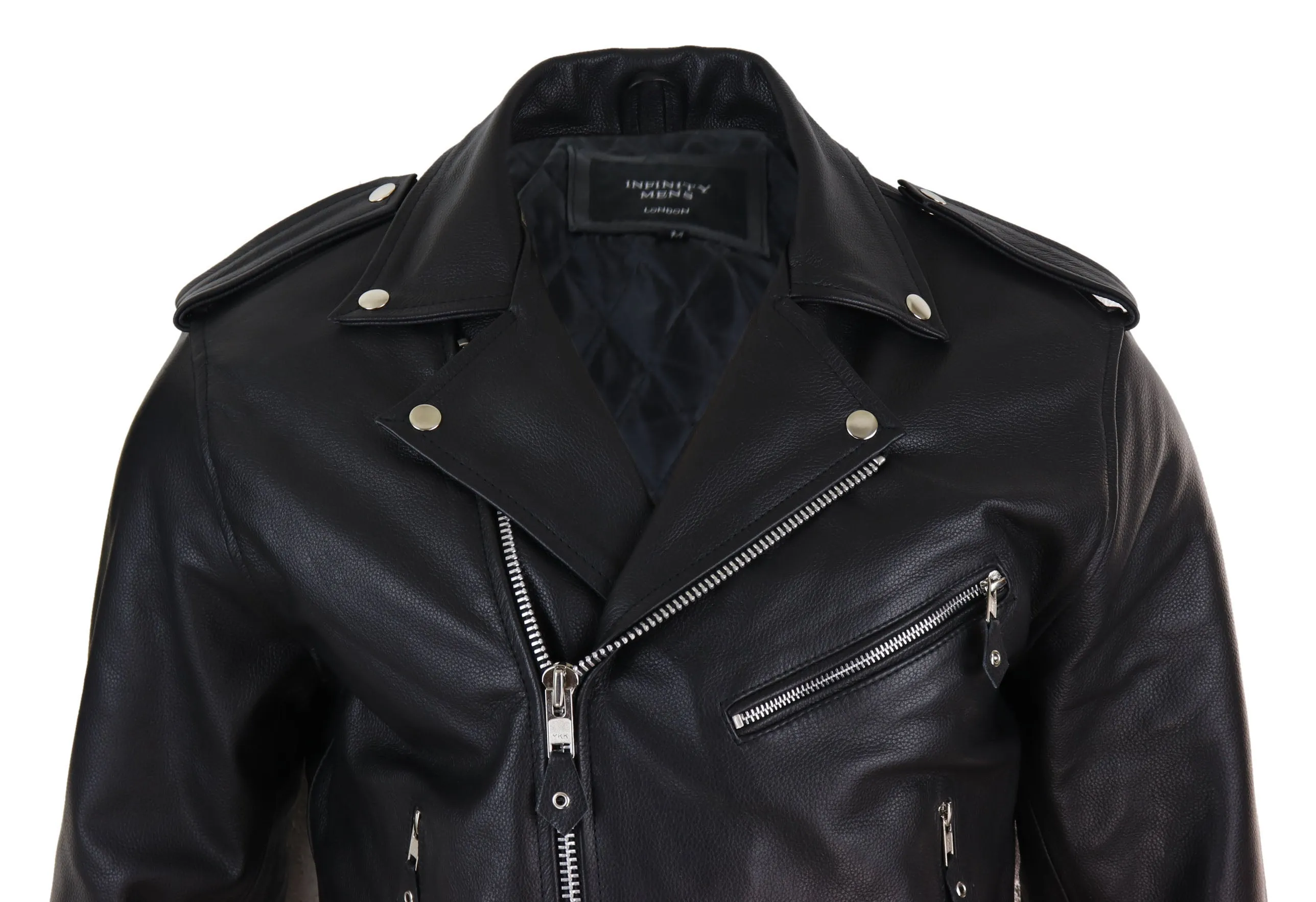 Cowhide Motorcycle Cross Zip Biker Jacket