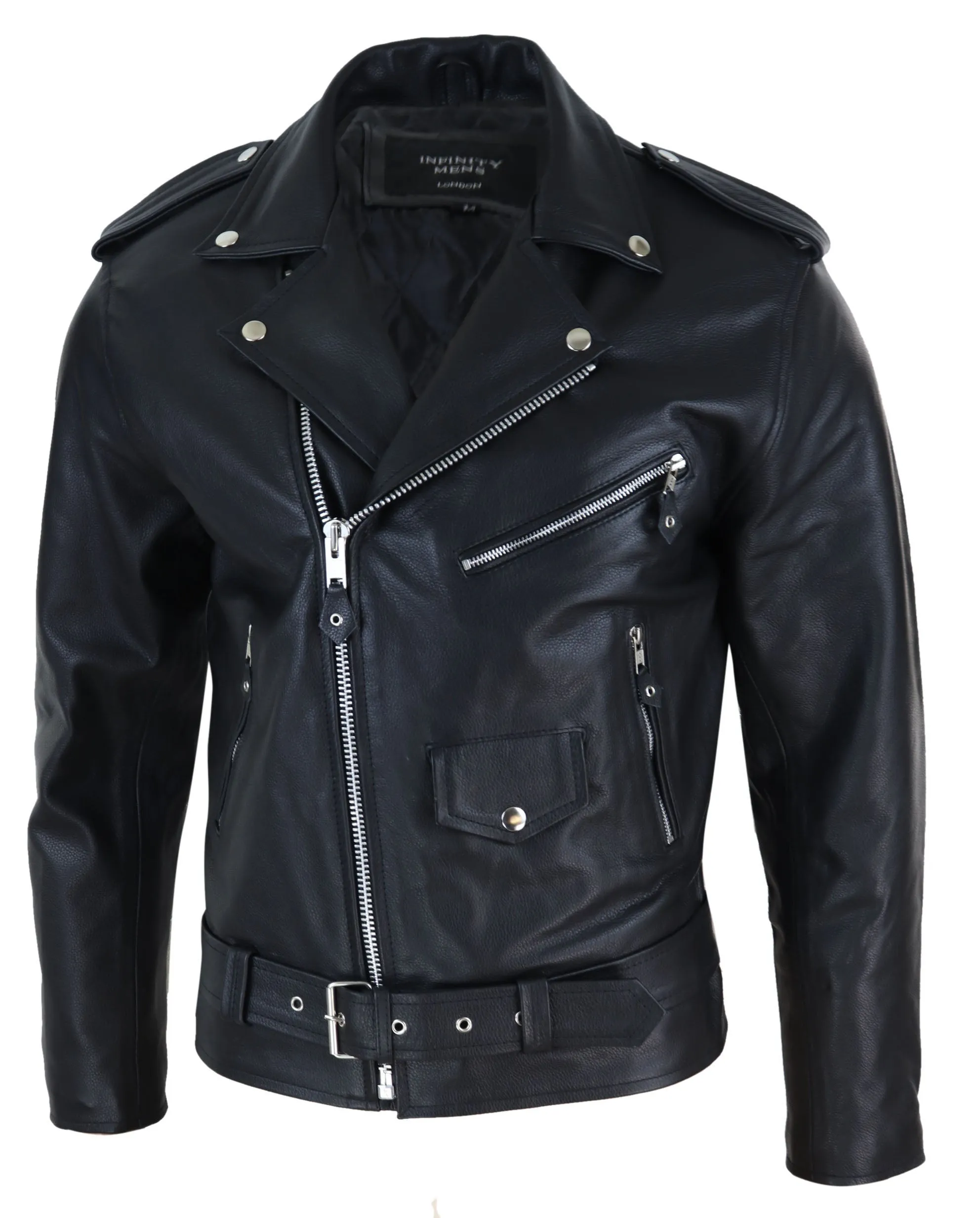 Cowhide Motorcycle Cross Zip Biker Jacket
