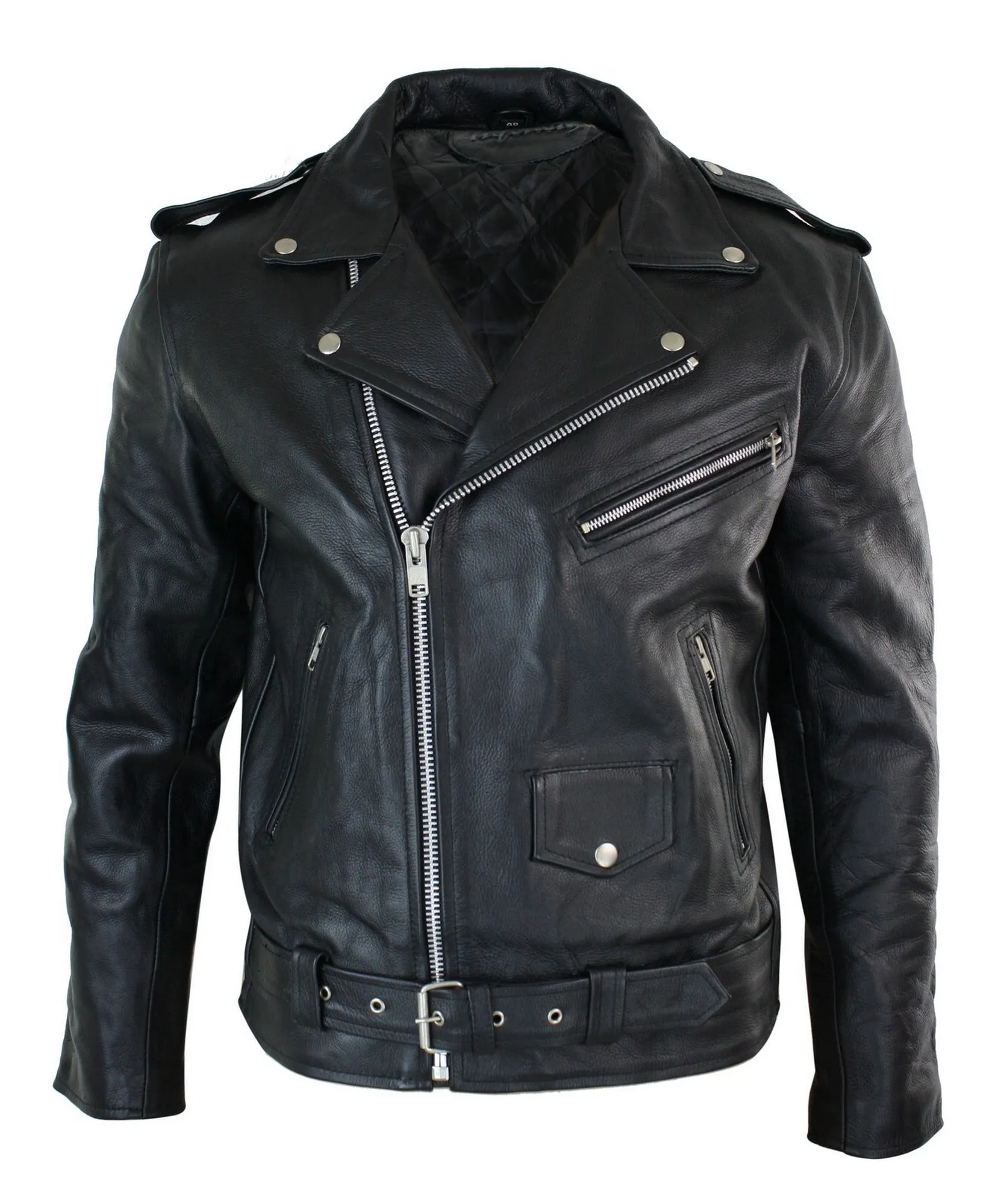 Cowhide Motorcycle Cross Zip Biker Jacket