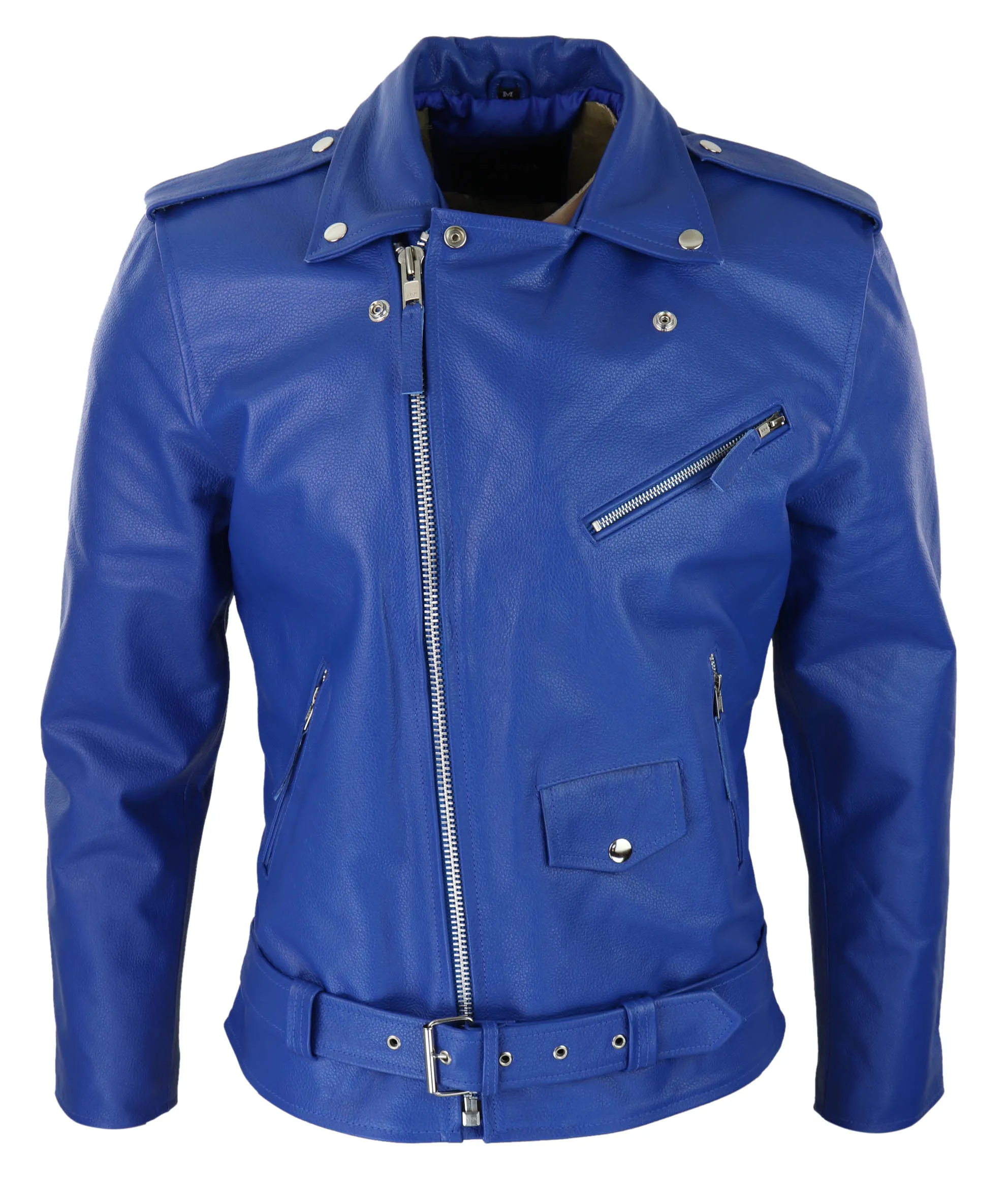 Cowhide Motorcycle Cross Zip Biker Jacket