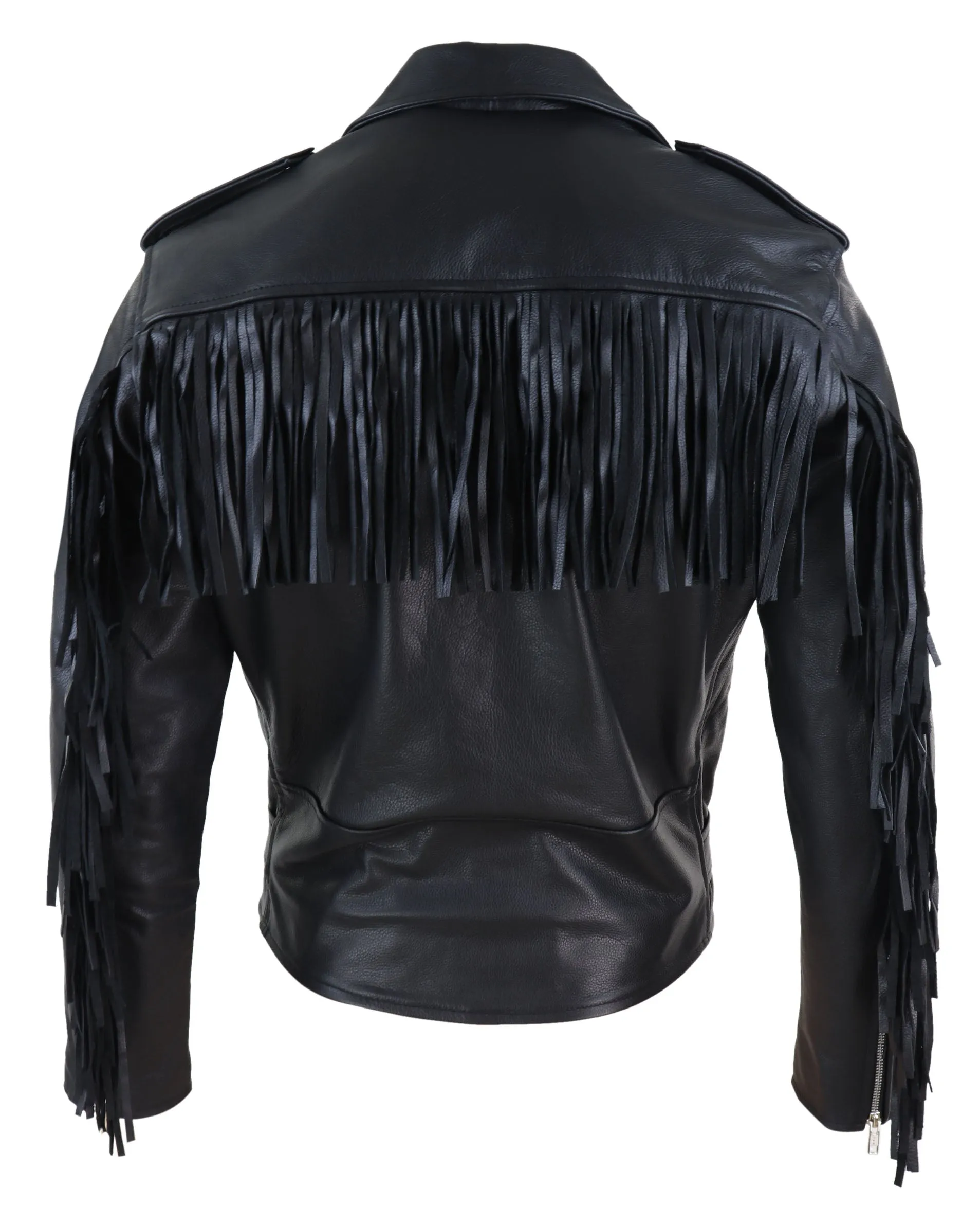 Cowhide Motorcycle Cross Zip Biker Jacket