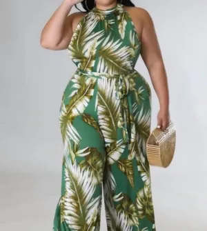Curvy Vacay Jumpsuit In Green