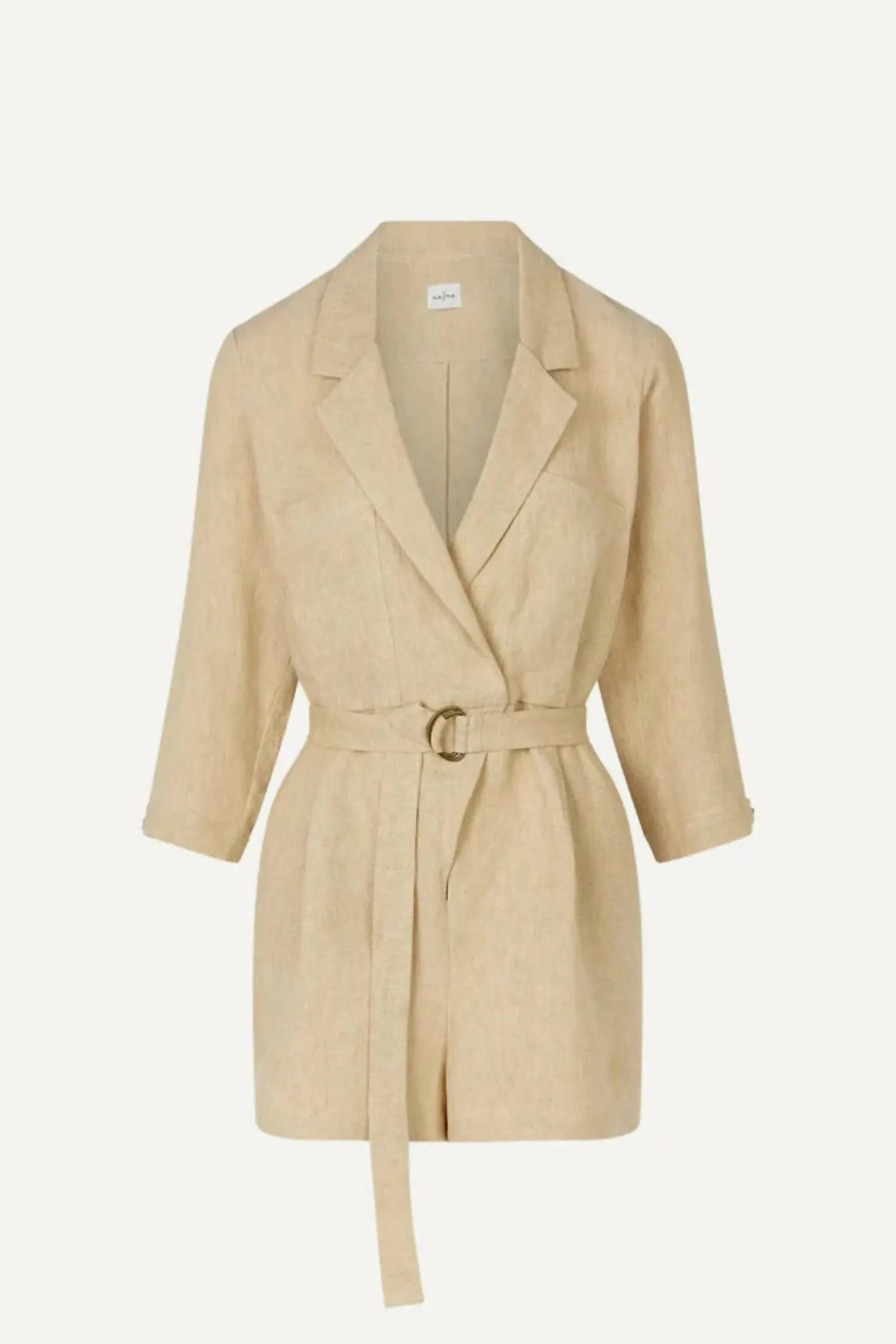 Dahab Linen Short Jumpsuit In Light Beige