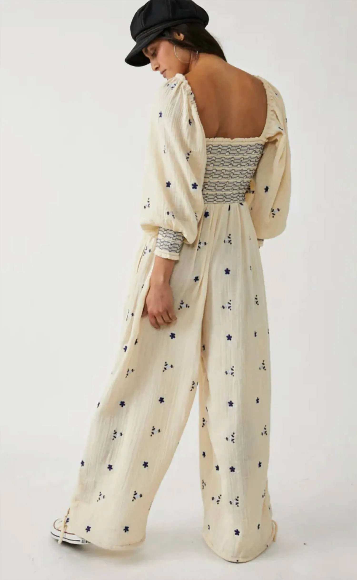 Dahlia Embroidered Jumpsuit In Washed Out
