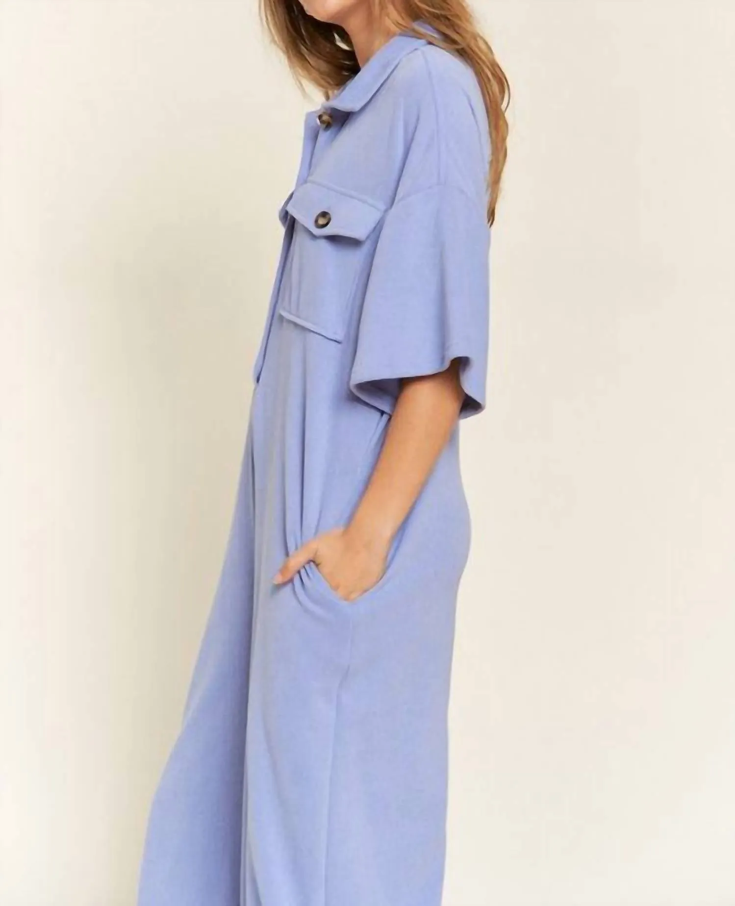 Day Date Wide Leg Jumpsuit In Blue/purple